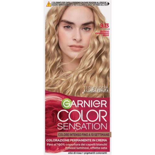 GARNIER TINTA  COLOR SENSATION A LUNGA TENUTA COPERTURA DEI CAPELLI BINACHI 100% N.9.13 BIONDO CHIARISSIMO BEIGE OKX