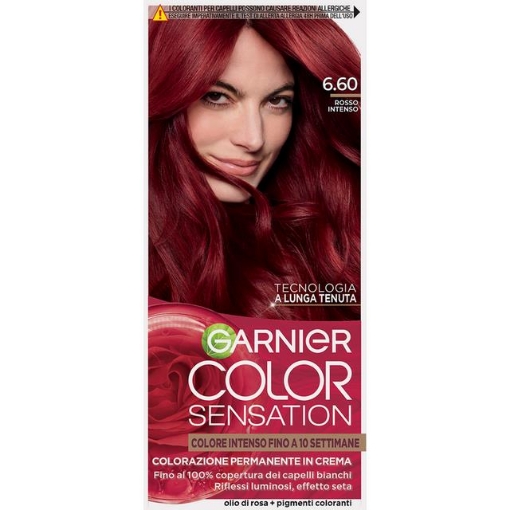 GARNIER TINTA COLOR SENSATION KIT A LUNGA TENUTA COPERTURA DEI CAPELLI BINACHI 100% N.6.60 ROSSO INTENSO OKX