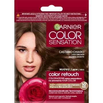 GARNIER TINTA COLOR SENSATION RETOUCH SENZA AMMONIACA COPERTURA 100% DEI CAPELLI BIANCHI N.5.0 CASTANO CHIARO OKX