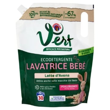 CHANTECLAIR VERT ECODETERGENTE LAVATRICE BÈBÈ IPOALLERGENICO 30 LAVAGGI DA 1,2 LT - LATTE D'AVENA OKX