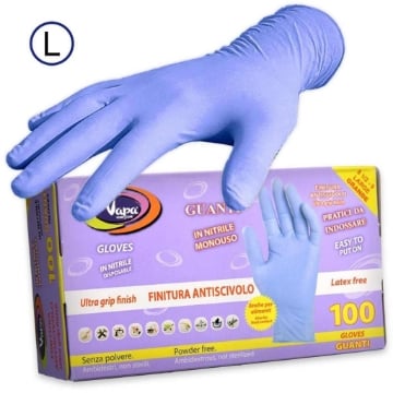 VAPA GUANTI IN NITRILE FINITURA ANTISCIVOLO SENZA LATTICE 100 PZ TAGLIA L OKX
