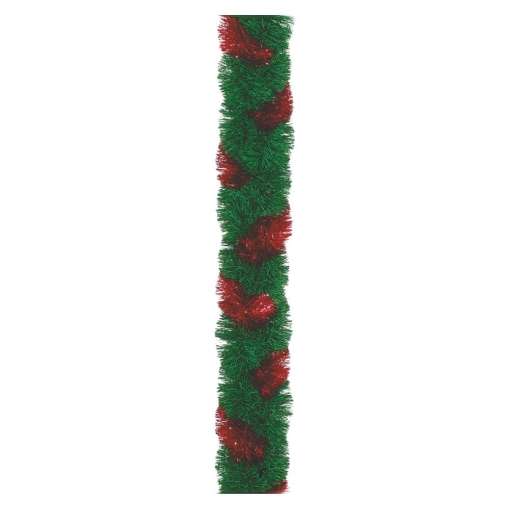 MAURY'S GHIRLANDA NATALIZIA INTRECCIATA VERDE E ROSSO CON RAMI DI 10 CM LUNGA 2,50 MT OKX