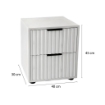 COMODINO IN LEGNO CON 2 CASSETTI STILE RIGATO E 2 MANIGLIE 40X30X45 CM COLORE BIANCO IN TRUCIOLARE E MELAMINICO 