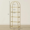 SCAFFALE PORTAOGGETTI AD ARCO A 5 RIPIANI IN ACCIAIO E VETRO TEMPERATO, 60X30X175 CM, ORO