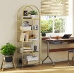SCAFFALE PORTAOGGETTI AD ARCO A 5 RIPIANI IN ACCIAIO E VETRO TEMPERATO, 60X30X175 CM, ORO