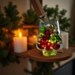 MAURY'S VASO NATALIZIO DECORATIVO IN VETRO COMPRESO DI 20 SFERE COLORATE CON LUCI A BATTERIA DIMENSIONI  18 X 22 CM OKX