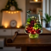 MAURY'S VASO NATALIZIO DECORATIVO IN VETRO COMPRESO DI 20 SFERE COLORATE CON LUCI A BATTERIA DIMENSIONI  18 X 22 CM OKX
