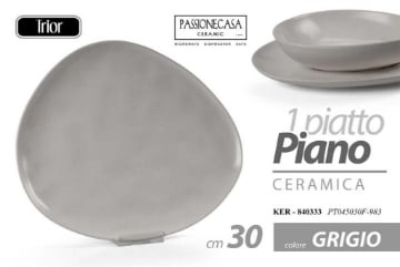 PIATTO PIANO TRIOR DESIGN TRIANGOLARE IN CERAMICA GRIGIA 30 CM