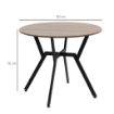 TAVOLO ROTONDO DA SOGGIORNO PER 2 PERSONE CON SOSTEGNO A X, IN LEGNO E ACCIAIO,Ø90 X 76AH CM, NERO E MARRONE