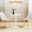 TAVOLO DA CUCINA ROTONDO PER 2 PERSONE DAL DESIGN MODERNO IN ACCIAIO,  Ø60 X 72A CM BIANCO