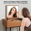 TAVOLO TRUCCO CON SPECCHIO RIBALTABILE E 16 SCOMPARTI STILE INDUSTRIALE, LEGNO E ACCIAIO, 60X40X90 CM