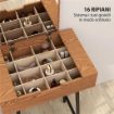 TAVOLO TRUCCO CON SPECCHIO RIBALTABILE E 16 SCOMPARTI STILE INDUSTRIALE, LEGNO E ACCIAIO, 60X40X90 CM