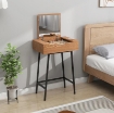 TAVOLO TRUCCO CON SPECCHIO RIBALTABILE E 16 SCOMPARTI STILE INDUSTRIALE, LEGNO E ACCIAIO, 60X40X90 CM