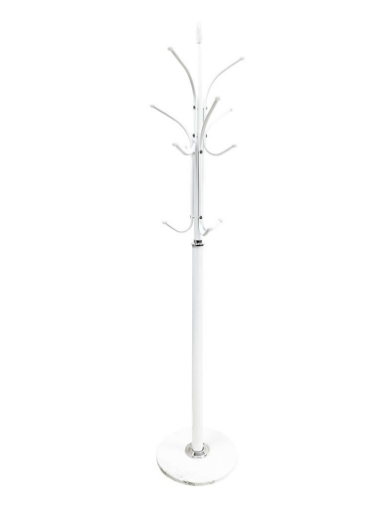 APPENDI ABITI IN METALLO CON GANCI BASE IN PIETRA 176H CM COLORE BIANCO