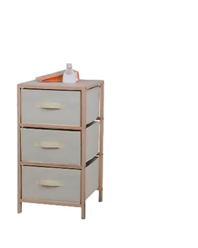CASSETTIERA 3 CASSETTI IN TNT BEIGE CON STRUTTURA IN LEGNO DIMENSIONI 35X37X67H CM