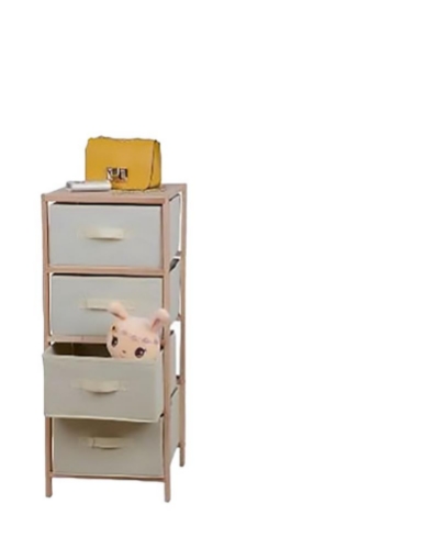CASSETTIERA CON STRUTTURA IN LEGNO CON 4 CASSETTI IN TNT COLORE BEIGE DIMENSIONI 35X37X86 CM
