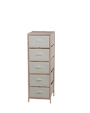 CASSETTIERA CON STRUTTURA IN LEGNO CON 5 CASSETTI IN TNT COLORE BEIGE DIMENSIONI 35X37X105 CM