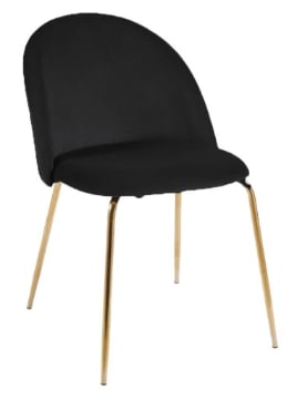 SEDIA IN VELLUTO NERA CON PIEDI IN METALLO CON COLORE ORO MISURA 58X50X78/49 CM
