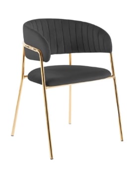 SEDIA IN VELLUTO NERA CON STRUTTURA E PIEDI IN METALLO COLOR ORO MISURE: 58X46X78/46 CM