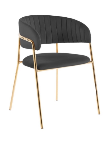SEDIA IN VELLUTO NERA CON STRUTTURA E PIEDI IN METALLO COLOR ORO MISURE: 58X46X78/46 CM