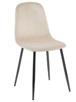 SEDIA IN VELLUTO BEIGE CON PIEDI IN METALLO NERO MISURE: 42X53,5X86,5/47 CM