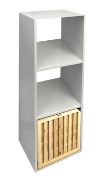 MOBILE IN LEGNO CON STRUTTURA BIANCA, TRE RIPIANI E ANTA MISURE: 30X29X87CM