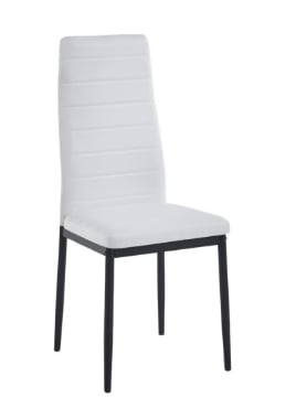 SEDIA IN SIMIL PELLE BIANCA CON PIEDI IN METALLO NERO MISURE: 38X46X96/45 CM