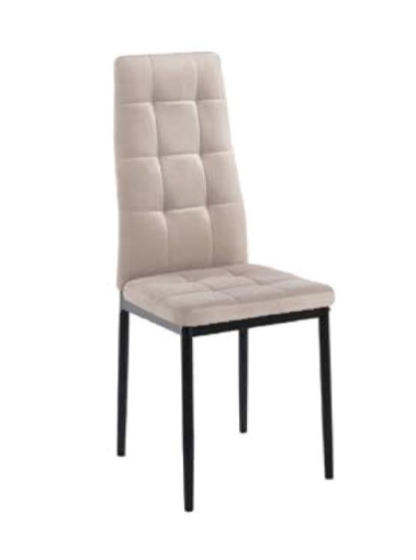 SEDIA IN VELLUTO BEIGE CON PIEDI IN METALLO NERO MISURE: 38X46X96/45 CM