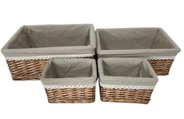 SET DI 4 CESTE PORTA BIANCHERIA RETTANGOLARI IN VIMINI MISURE: 18X14X12 CM, 34X24X14 CM, 40X30X16 CM