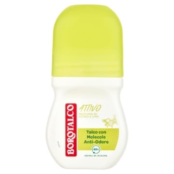 BOROTALCO ATTIVO DEODORANTE ROLL-ON 0% ALCOOL PROFUMO DI CEDRO E LIME CON MOLECOLE ANTI-ODORE 48H - GIALLO