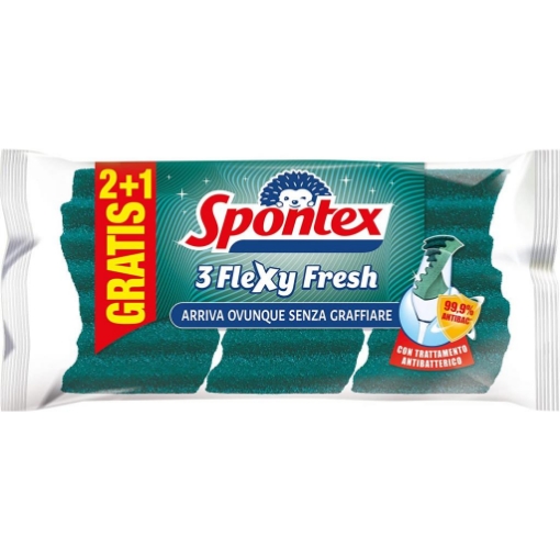 SPONTEX SPUGNA 2+1 FLEXY FRESH CON TRATTAMENTO ANTIBATTERICO E SENZA GRAFFIARE