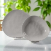 SERVIZIO PIATTI GRIGIO DI LUNA - 12 PZ DI DESIGN TRIANGOLARE IN CERAMICA  GRIGIA - PIATTO PIANO 30 CM - PIATTO FONDO 23 CM 