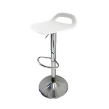 SGABELLO CON SEDILE IN PLASTICA BIANCO E BASE IN METALLOMISURE: 55X77CM