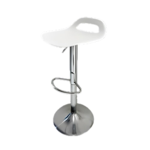 SGABELLO CON SEDILE IN PLASTICA BIANCO E BASE IN METALLOMISURE: 55X77CM
