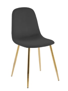 SEDIA IN VELLUTO NERA CON PIEDI IN METALLO COLOR ORO MISURE: 42X53,5X86,5/47CM