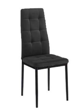 SEDIA IN VELLUTO NERA CON PIEDI IN METALLO NERO MISURE: 38X46X96/45 CM