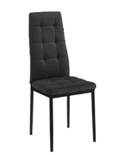 SEDIA IN VELLUTO NERA CON PIEDI IN METALLO NERO MISURE: 38X46X96/45 CM