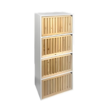 MOBILE IN LEGNO CON 4 RIPIANI CON ANTE EFFETTO LEGNO E STRUTTURA BIANCA DIMENSIONI 42X29X107 CM