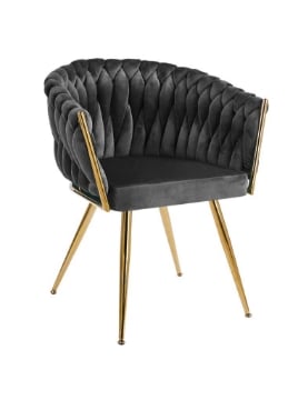 POLTRONA IN VELLUTO NERA CON STRUTTURA IN METALLO COLOR ORO DIMENSONI 44X65X79 CM