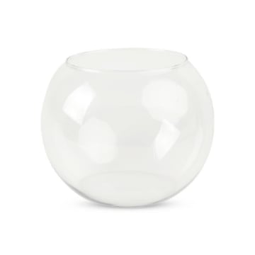 VASO DA ARREDO A FORMA SFERICA REALIZZATO IN VETRO TRASPARENTE DI DESIGN Ø CM 30 H 26 OKX