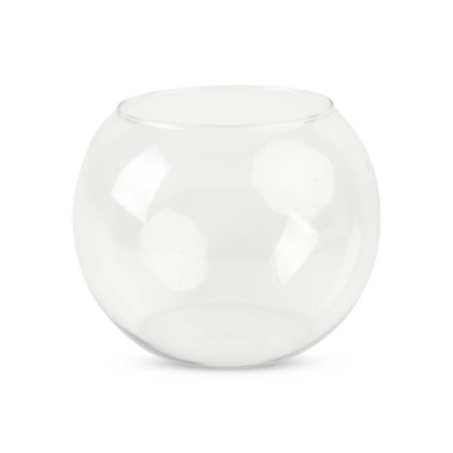 VASO DA ARREDO A FORMA SFERICA REALIZZATO IN VETRO TRASPARENTE DI DESIGN Ø CM 30 H 26 OKX