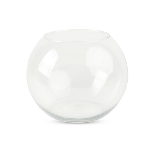 VASO DA ARREDO A FORMA SFERICA REALIZZATO IN VETRO TRASPARENTE DI DESIGN Ø  CM 35 H 30 OKX