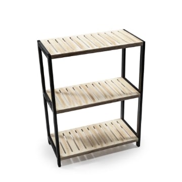 MOBILETTO DA ARREDO VERSATILE IN LEGNO BICOLORE CON 3 RIPIANI DI DESIGN SEMPLICE E LINEARE DIMENSIONI 61.5 X 30 X H.80 CM OKX