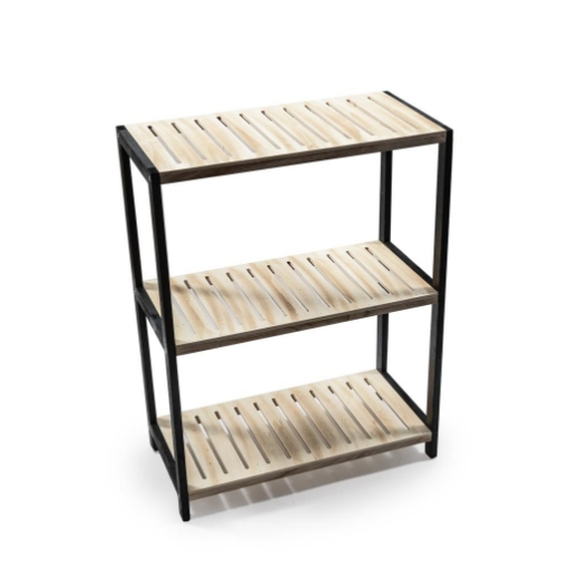 MOBILETTO DA ARREDO VERSATILE IN LEGNO BICOLORE CON 3 RIPIANI DI DESIGN SEMPLICE E LINEARE DIMENSIONI 61.5 X 30 X H.80 CM OKX