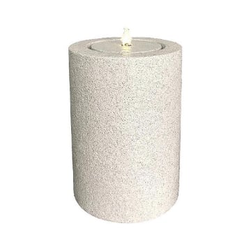 FONTANA DA ESTERNO BASE TONDA CON LUCI EFFETO CEMENTO COLOR BIANCO EFFETTO SPATOLATO CON POMPA INTEGRATA DECORAZIONE DA GIARDINO DI DESIGN - Ø 32 X H.46 CM OKX