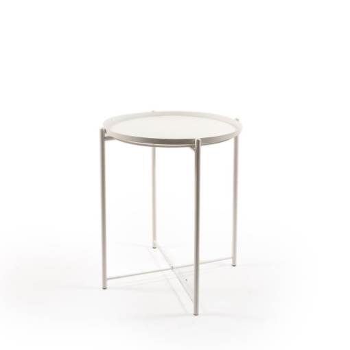 TAVOLINO DA ARREDO DALLA FINITURA METALLICA BINCA DI DESIGN VERSATILE DIMENSIONI H.52 X 46 X 46 CM OKX