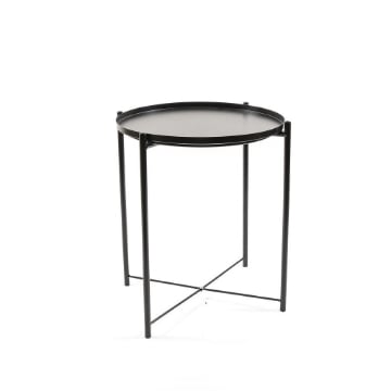 TAVOLINO DA ARREDO DALLA FINITURA METALLICA NERA DI DESIGN VERSATILE DIMENSIONI H.52 X 46 X 46 CM OKX