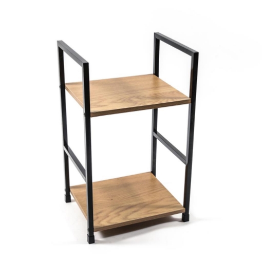 MOBILE DA ARREDO VERSATILE STRUTTURA IN METALLLO NERO CON 2 RIPIANI IN LEGNO CHIARO DI DESIGN DIMENSIONI 29 X 23.5 X 40 CM OKX