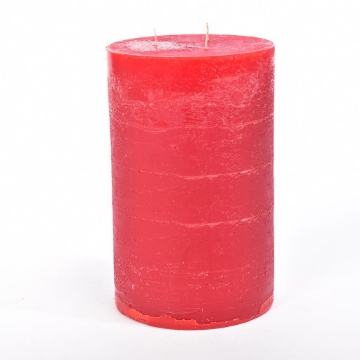 CANDELA PILLAR RUSTIC PROFUMATA COLORE ROSSO CON 3 FIAMME DIMENSIONI H CM 30 X D CM 15 OKX