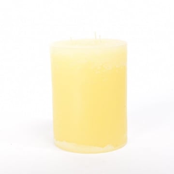 CANDELA PILLAR RUSTIC PROFUMATA COLORE AVORIO CON 3 FIAMME DIMENSIONI H CM 20 X D CM 15 OKX